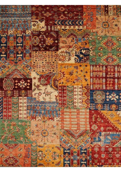 Cansu Koleksiyonu Patchwork Görünümlü Çok Renkli Dokuma Taban Modern Dekoratif Halı CANSU07