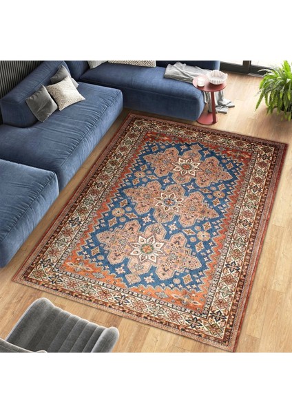 Cansu Koleksiyonu Turuncu Mavi Desenli Dokuma Taban Modern Dekoratif Halı CANSU27 fiyatları