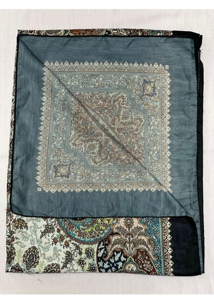 Retro Desen Pamuk Şal Siyah
