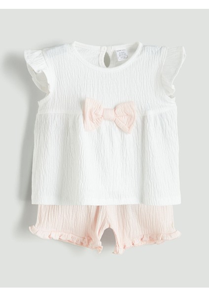 Yeni Sezon Kurdele Kiz Bebek Bluz ve Sort 2'li - S5K025Z1
