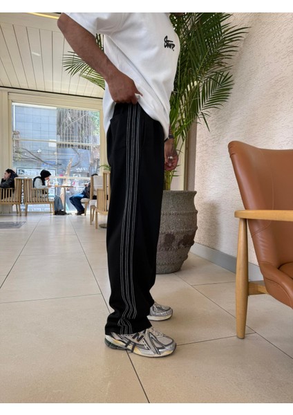 Cift Ters Şeritli Premium Baggy Eşofman - Siyah modelleri