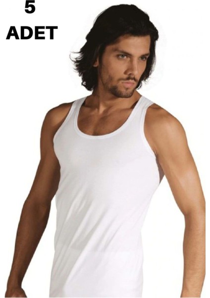5'li Paket 0101 %100 Pamuk Penye Erkek Atlet - - Atlet - Beyaz - 5 Xxl