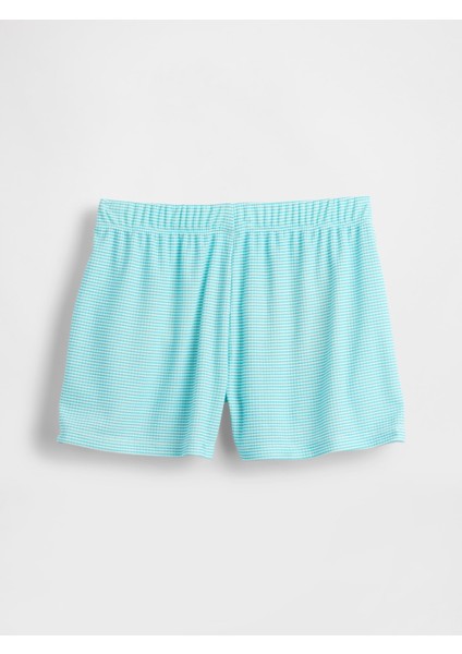 Kız Çocuk Bebe Mavisi Çocuk Geri Dönüştürülmüş Fitilli Pijama Şortları modelleri