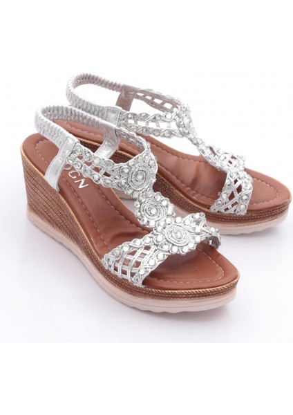 1042 Kadin Yüksek Topuk Taş Çiçek Süslemeli Sandalet fiyatları