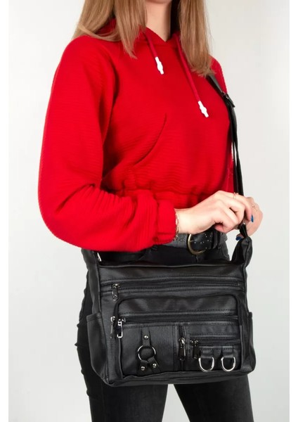 Kadın Çok Bölmeli Yıkama Deri Omuz Çapraz