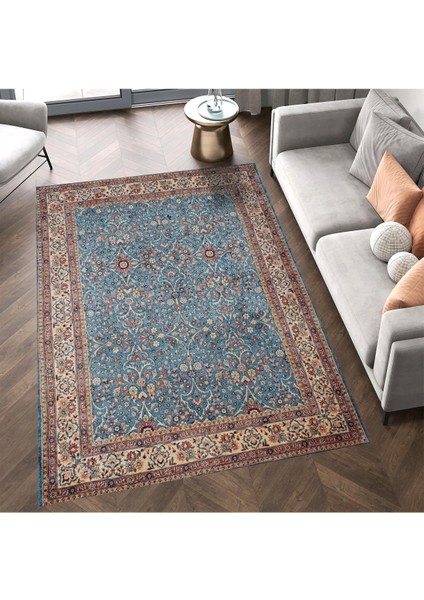 Cansu Koleksiyonu Bej Mavi Desenli Dokuma Taban Modern Dekoratif Halı CANSU36 fırsatları