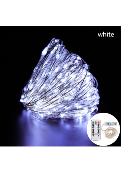 8 Modlu USB Li Kumandalı 5 Metre Peri LED Beyaz