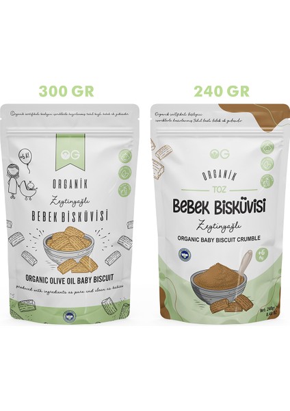 Organik Bebek Bisküvisi ve Bisküvi Tozu seti +6 Ay