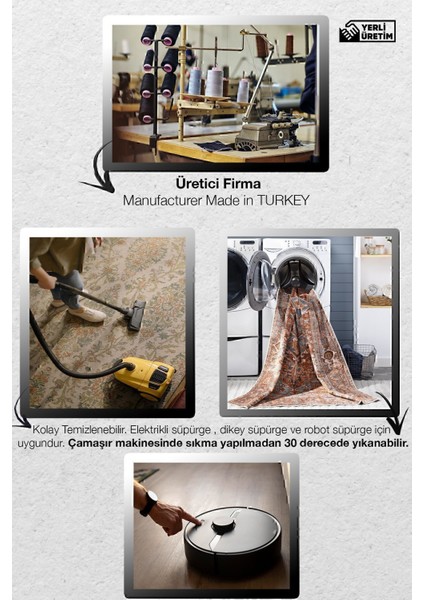 Cansu Koleksiyonu Çok Renkli Çiçek Desenli Dokuma Taban Modern Dekoratif Halı CANSU44