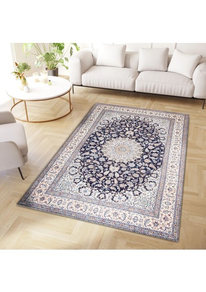 Cansu Koleksiyonu Bej Bordür Detaylı Desenli Dokuma Taban Modern Dekoratif Halı CANSU29