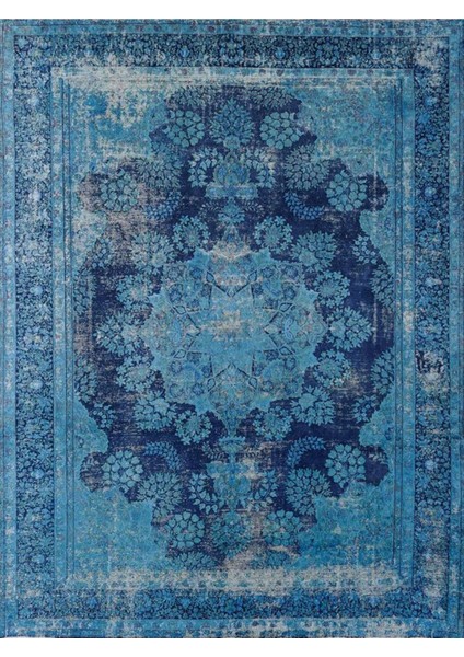 Cansu Koleksiyonu Eskitme Görünümlü Mavi Desenli Dokuma Taban Modern Dekoratif Halı CANSU52 modelleri