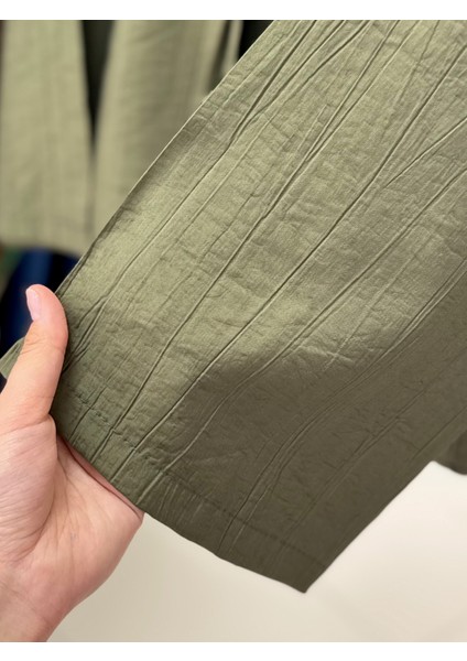 Mirona Ön Bağcıklı Çilek Kumaş Kısa KIMONO-MF210 Haki fırsatları