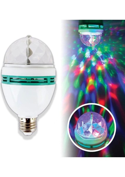 Renkli LED Döner Başlıklı Disko Topu Gece Lambası, Eğlenceli Atmosfer Yaratır