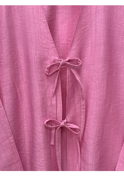 Mirona Ön Bağcıklı Çilek Kumaş Kısa KIMONO-MF210 Pembe modelleri