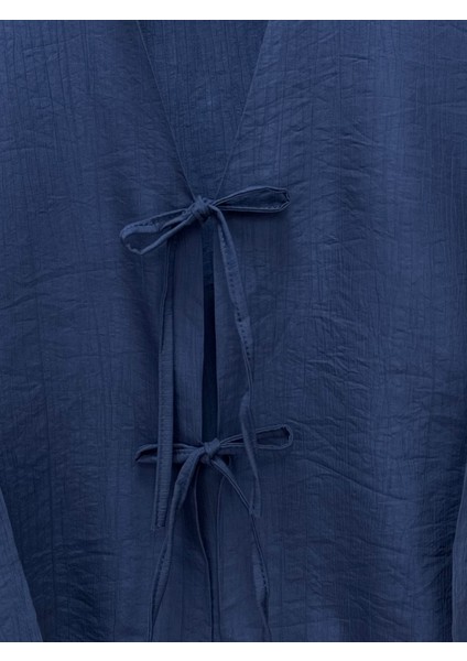 Mirona Ön Bağcıklı Çilek Kumaş Kısa KIMONO-MF210 Lacivert modelleri