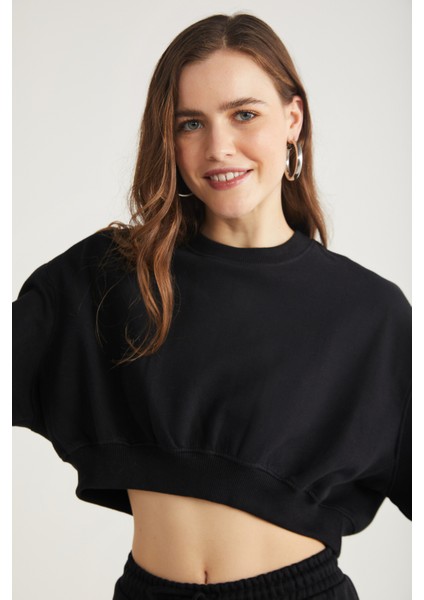 Amy Kadın %100 Organik Pamuk Siyah Sweatshirt fırsatları