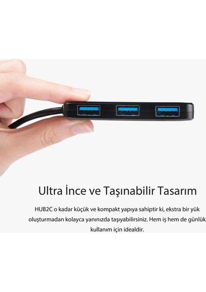 4-Port Hub, USB 3.1 Gen 1, Type C Çoğaltıcı