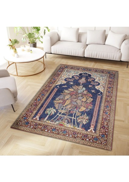 Cansu Koleksiyonu Çok Renkli Çiçek ve Kuşlar Desenli Dokuma Taban Modern Dekoratif Halı CANSU21