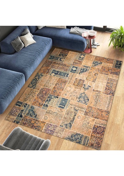 Cansu Koleksiyonu Patchwork Görünümlü Etnik Desen Detaylı Dokuma Taban Modern Dekoratif Halı CANSU03