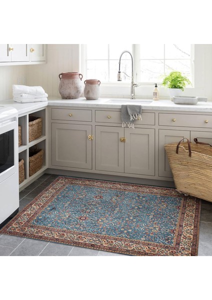Cansu Koleksiyonu Bej Mavi Desenli Dokuma Taban Modern Dekoratif Halı CANSU36 indirimleri