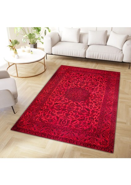 Cansu Koleksiyonu Kırmızı Desenli Dokuma Taban Modern Dekoratif Halı CANSU47