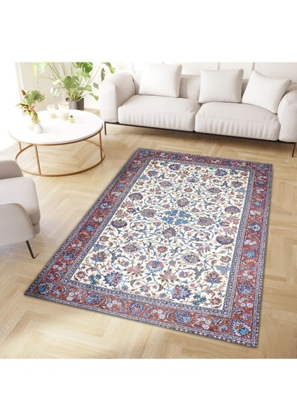 Cansu Koleksiyonu Mavi Detaylı Desenli Dokuma Taban Modern Dekoratif Halı CANSU33