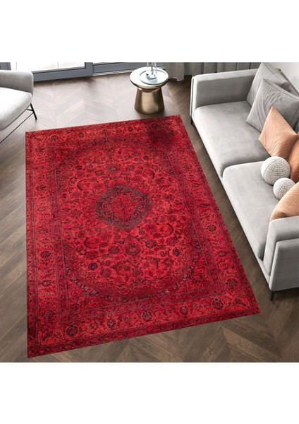 Cansu Koleksiyonu Kırmızı Desenli Dokuma Taban Modern Dekoratif Halı CANSU46