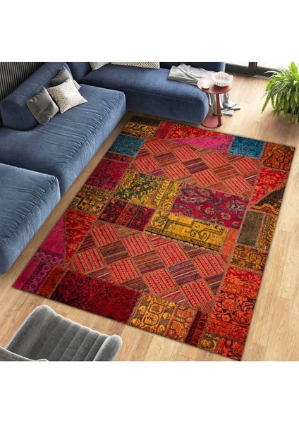 Cansu Koleksiyonu Patchwork Görünümlü Çok Renkli Dokuma Taban Modern Dekoratif Halı CANSU08 fiyatları