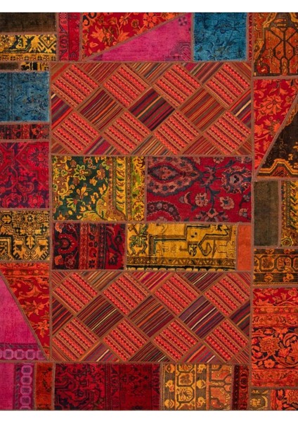 Cansu Koleksiyonu Patchwork Görünümlü Çok Renkli Dokuma Taban Modern Dekoratif Halı CANSU08 modelleri