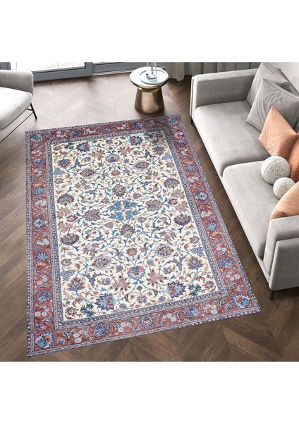 Cansu Koleksiyonu Mavi Detaylı Desenli Dokuma Taban Modern Dekoratif Halı CANSU33 fırsatları