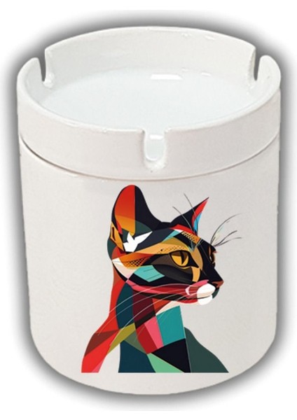 Modern Kedi Baskılı Küllük Kül Tablası