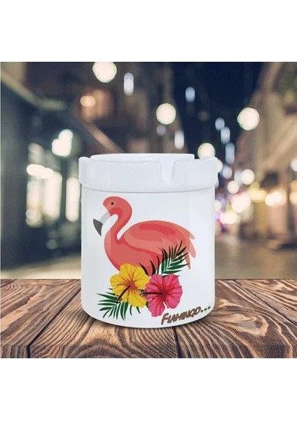 Sevimli Flamingo Kuşu Baskılı Küllük Kül Tablası