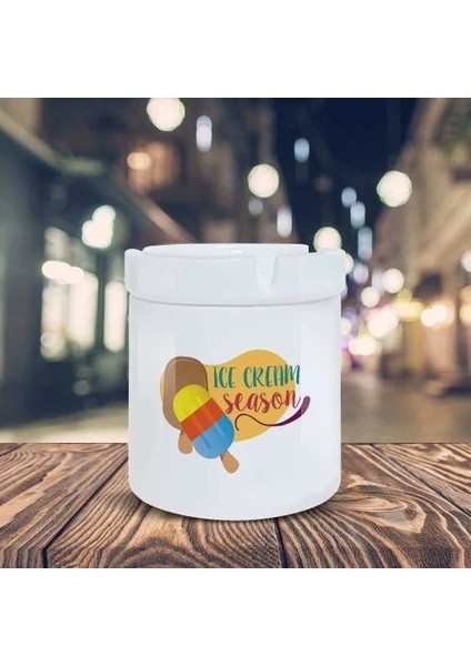 ıce Cream Season Baskılı Küllük Kül Tablası