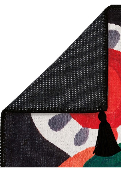 Lumina Siyah Soyut Desenli Dekoratif Halı Saçaklı Yıkanabilir Tasarım Salon Balkon Halısı indirimleri