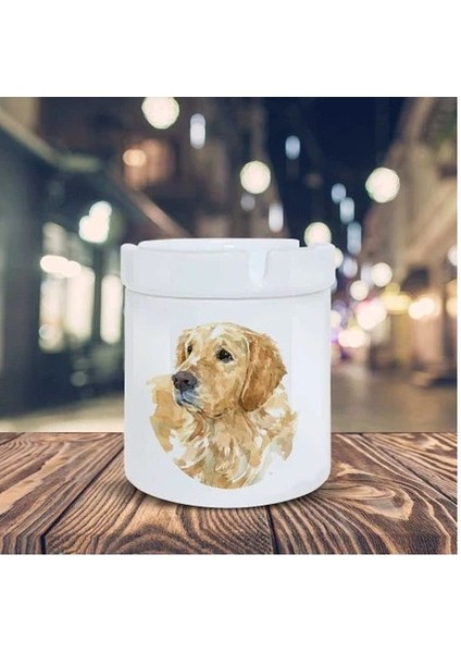 Çizimsel Küllük Golden Sevimli Köpek Baskılı Kül Tablası
