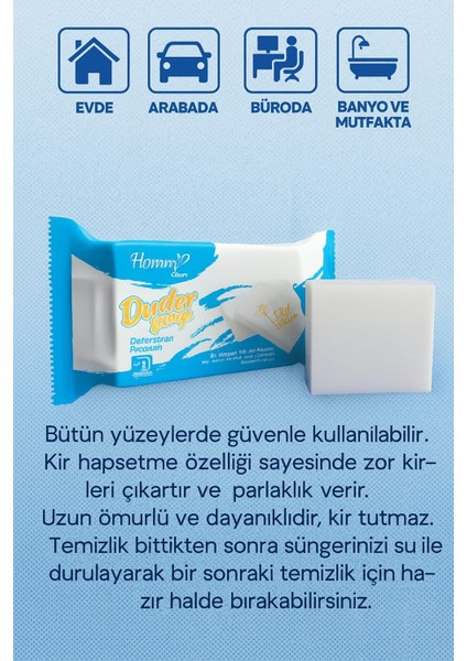 Homm Bitkisel Silgi Sünger Beyaz Ultra