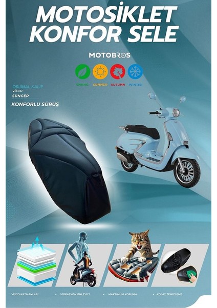 Rks Bitter 50 - 125 Uyumlu Konfor Sele ve Sele Kılıfı Visco Sünger