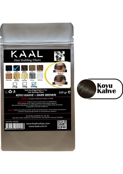 100 GR Koyu Kahve (Dark Brown) Saç Tozu