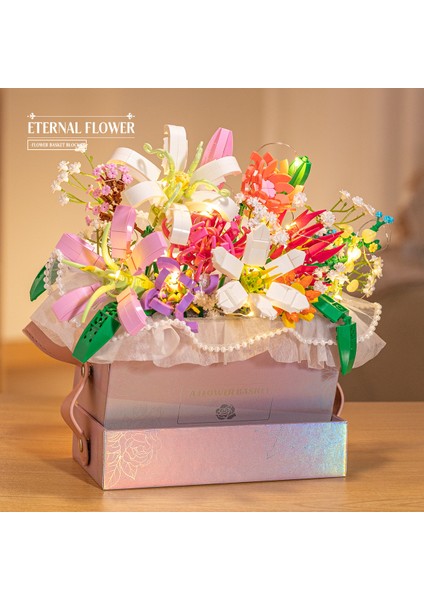 Blok Simülasyon Gül Buketi Seti Hediye Kutusu Forever Flower Blok Aranjman Hediye (Yurt Dışından)