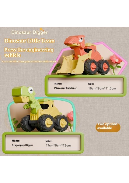 Çocuk Preslenmiş Dinozor Inşaat Aracı Ekskavatör Seti (Yurt Dışından)