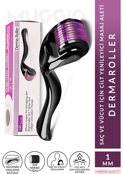 Titanyum Uçlu Dermaroller 1 mm Cilt Yüz Vücut Saç Yenileme Masaj Aleti