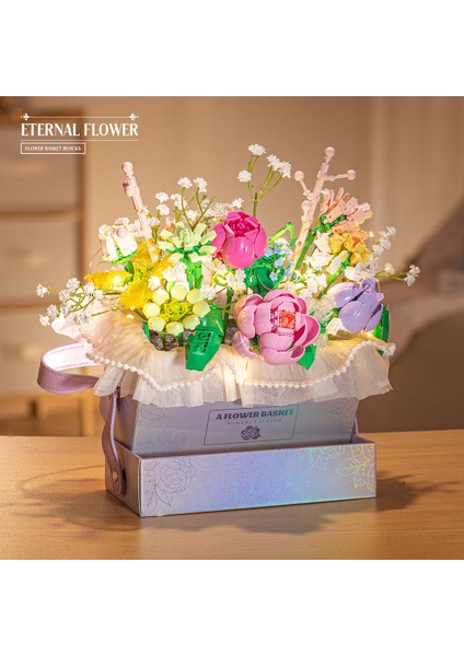 Blok Simülasyon Gül Buketi Seti Hediye Kutusu Forever Flower Blok Aranjman Hediye (Yurt Dışından)