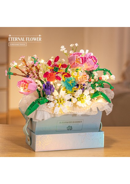 Blok Simülasyon Gül Buketi Seti Hediye Kutusu Forever Flower Blok Aranjman Hediye (Yurt Dışından)