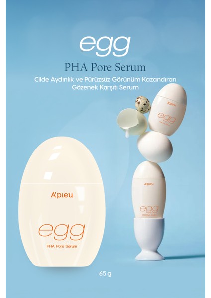 Cilde Aydınlık ve Pürüzsüz Görünüm Kazandıran Gözenek Karşıtı Serum A'PIEU Egg Pha Pore Serum