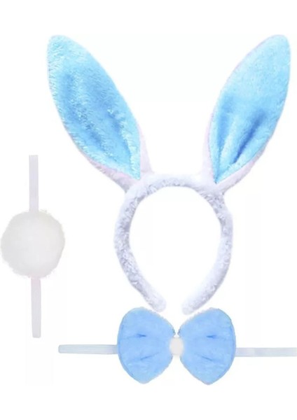 Tavşan Kostüm Seti Mavi Renk - Taç, Papyon, Ponpon, Kuyruk fiyatları