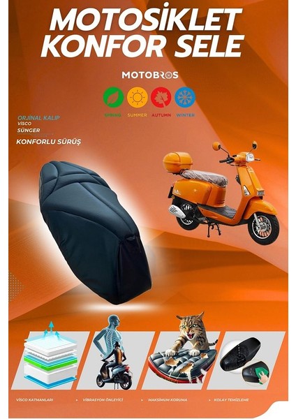 Kuba Virago 50 Konfor Sele ve Sele Kılıfı Visco Sünger (Kılıf Hediyeli)