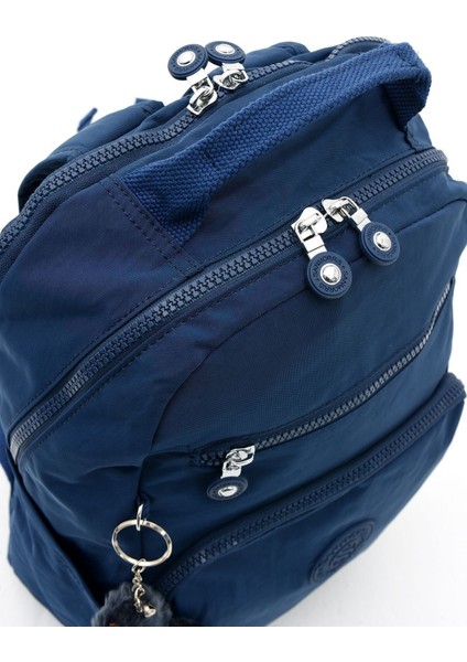 Unisex Suya Dayanıklı Krinkıl Kumaş Çok Gözlü Orta Boy Lacivert Renkli Laptop Okul ve Sırt Çantası