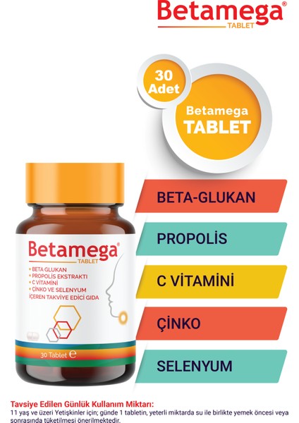 Tablet 30 Tablet 2'li Paket Betaglukan, Propolis Ekstraktı, C Vitamini, Çinko, Selenyum modelleri