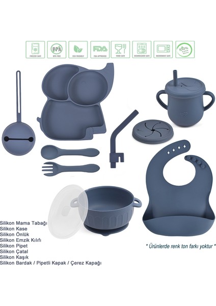 Silikon Beslenme Seti / Lacivert