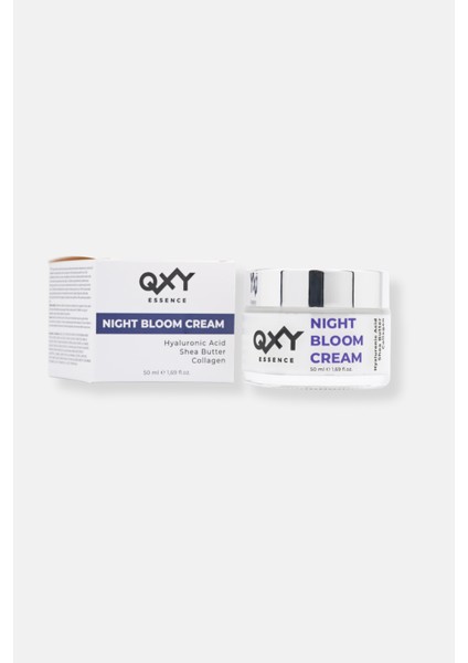 Night Bloom Cream - Yaşlanmaya Karşı Onarıcı Gece Kremi - Soft Touch - Hyaluronic Acid + Shea Butter + Collagen - Cam Kavanoz 50 ml